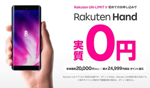 Rakuten Hand 最大24,999円相当のポイントプレゼントキャンペーン